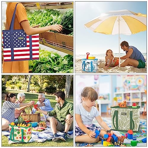 3Pk Reusable Grocery Bags, Foldable Shopping Bags for 3 Pack Blossom Season