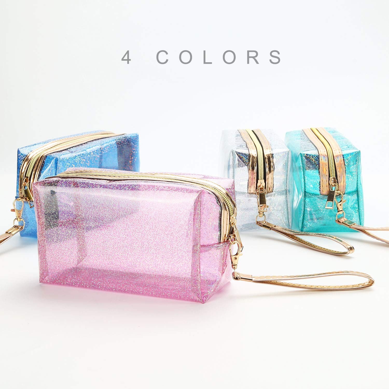 YANGROW 4Pcs Waterproof Cosmetic Bags PVC Transparent Small (4 Count), clear