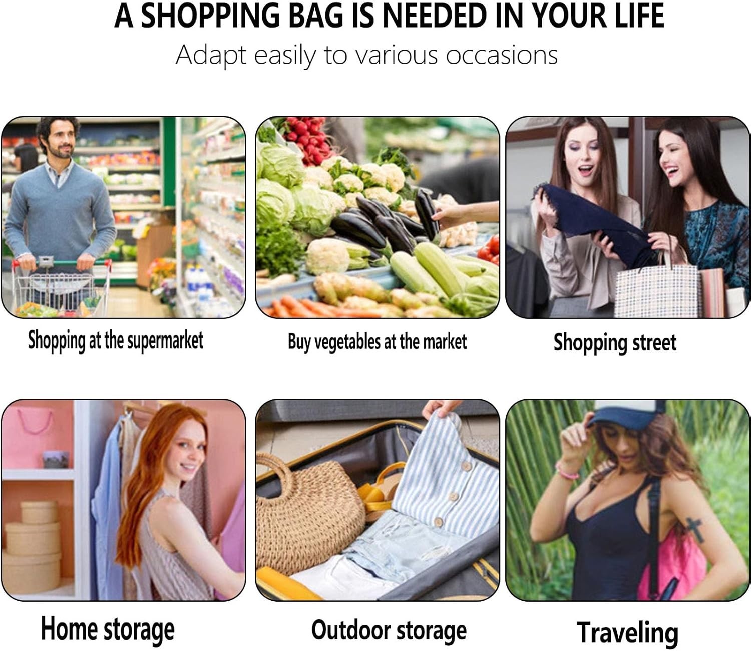 Everyday Use Reusable Shopping Tote – Large Capacities, Compact & Stylish Design