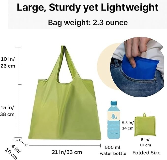 Foldable Reusable Grocery Bags – Heavy Duty 6 Pack with Handles | XL Tote for…