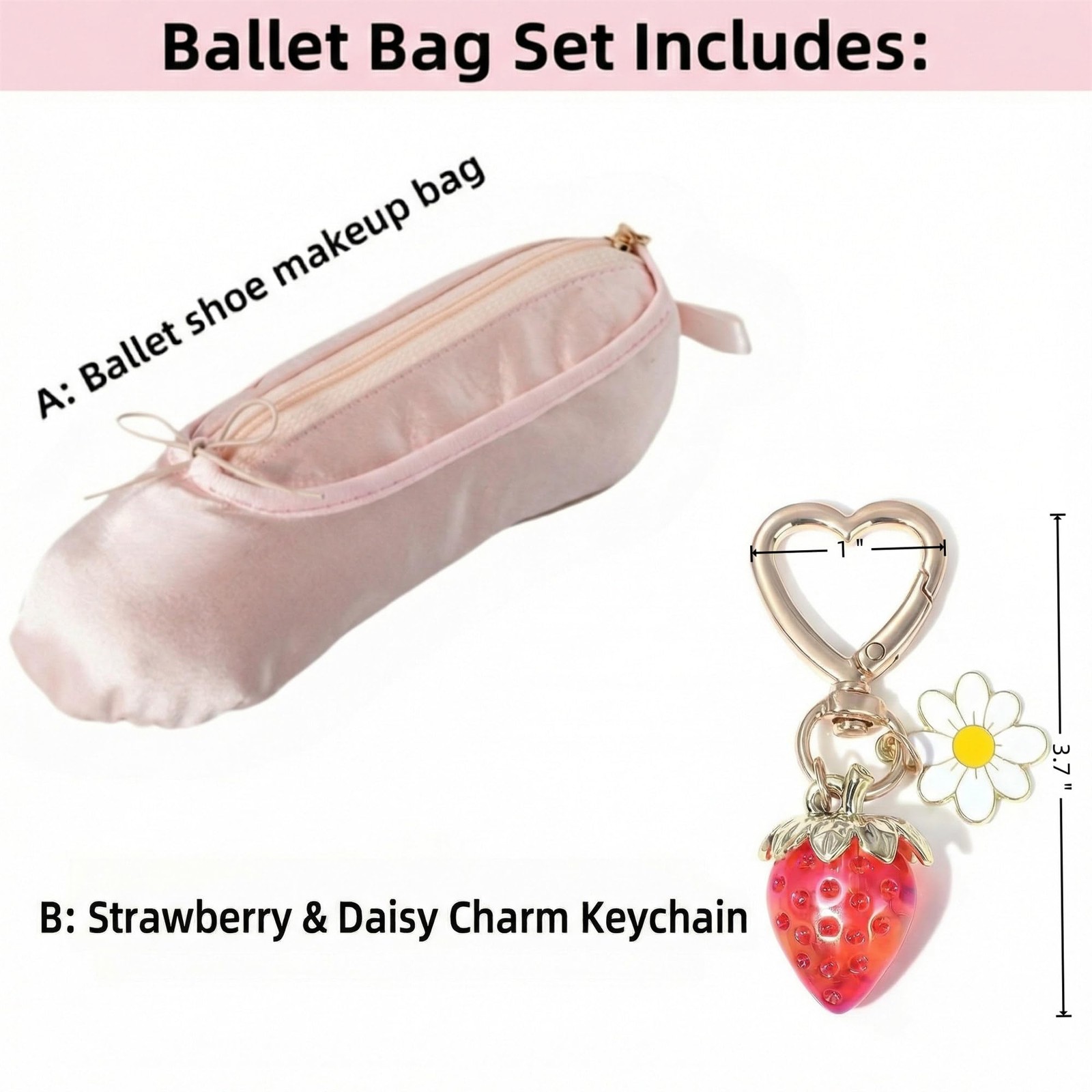 CXYANG Pink Ballet Dance Shoe Makeup Bag Recital Gifts Small, Strawberry R