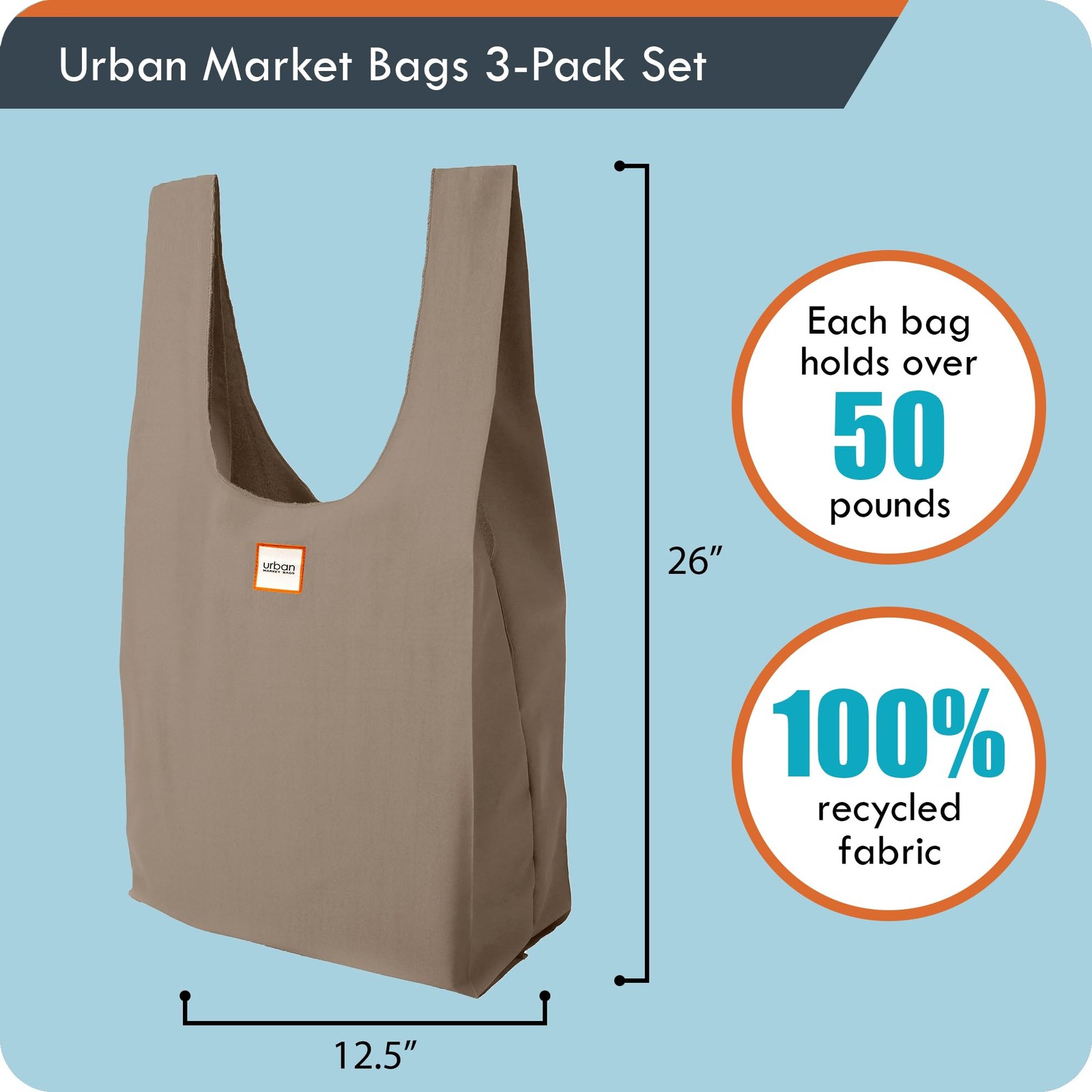 – Meadow – 3 Foldable Reusable Shopping Bags in 1 Compact Pouch, Luxury Quali…