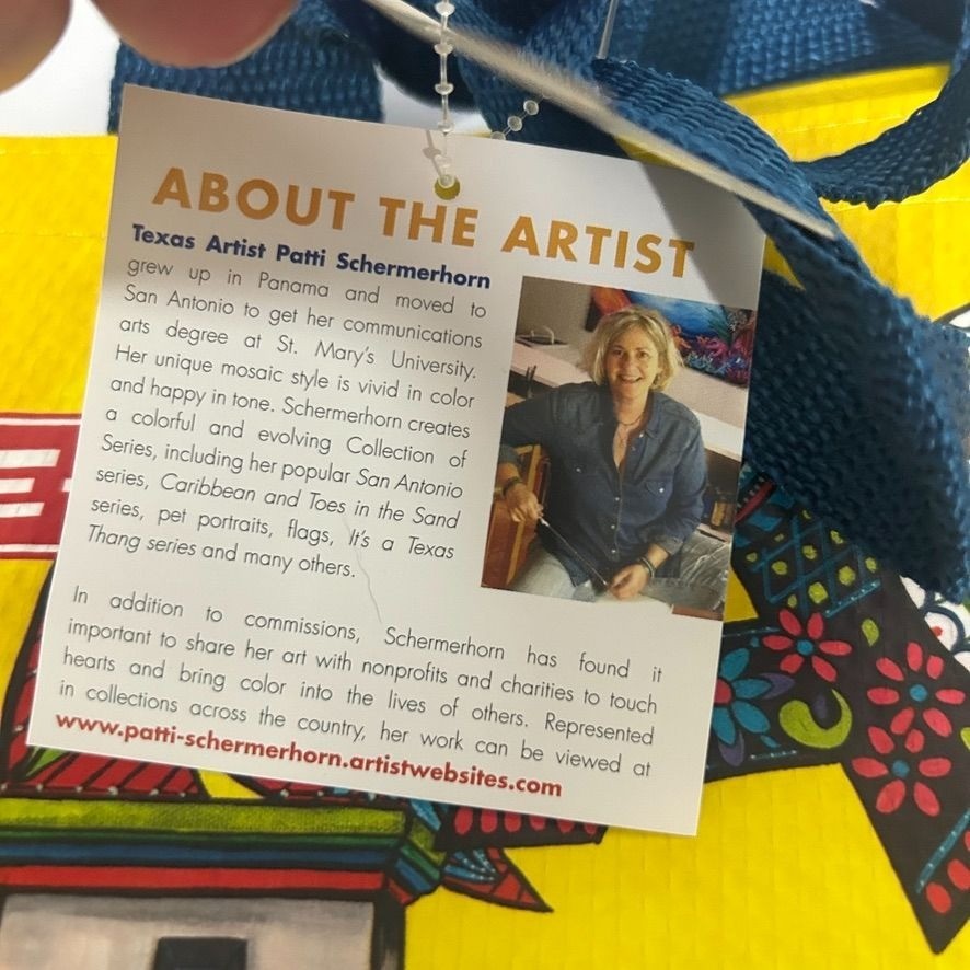H-E-B Waco Reusable Shopping Tote Bag Local Artist Patti Schermerhorn 15″x13″