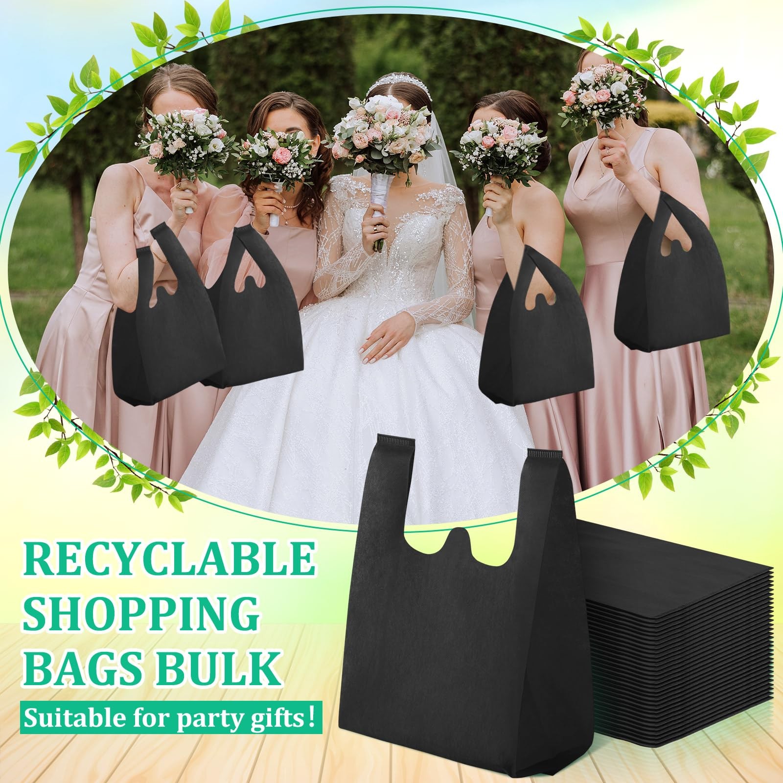 200 Pcs Reusable Grocery T Shirt Bags Bulk Small Non Woven Shopping Bag 10 x …
