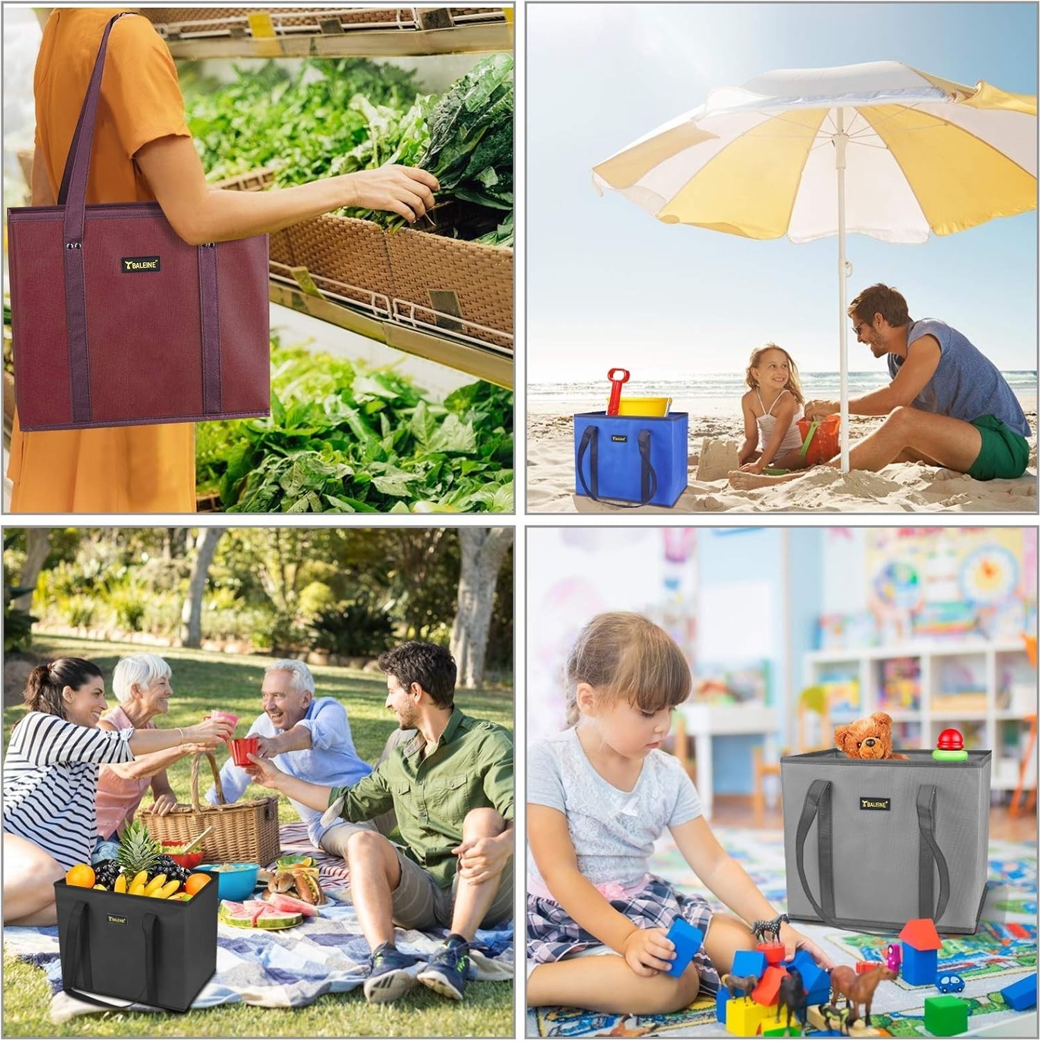 Ultra-Sturdy Blossom Season Reusable Grocery Bags – 3-Pack Water-Resistant Totes