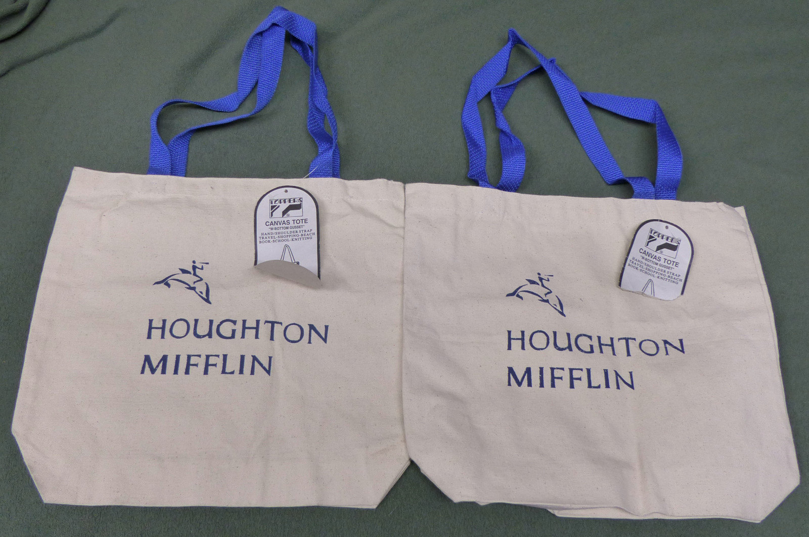 Houghton Mifflin Canvas Tote x2 – Hand Shoulder Strap – Bags – 15″ x 14.5″ x 3″