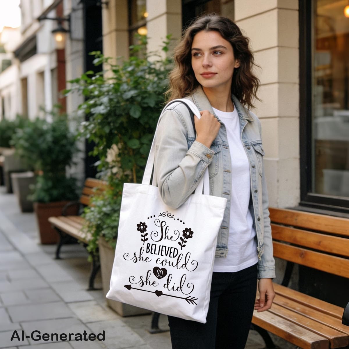 Canvas Tote Bag for Women, She Believed She Could so She did Shoulder Tote Ba…