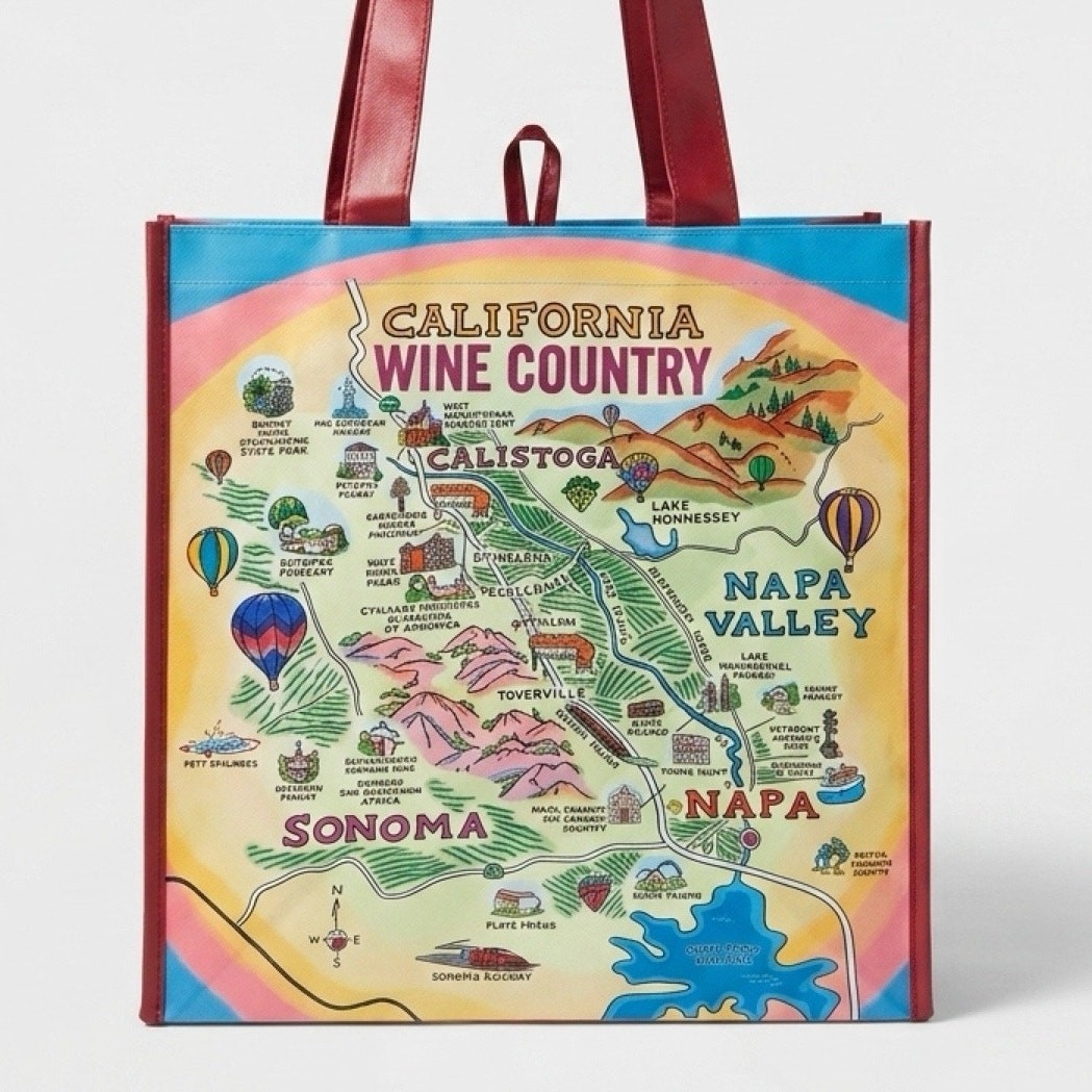 California Wine Country Reusable Tote Bag Napa Sonoma Calistoga NWT