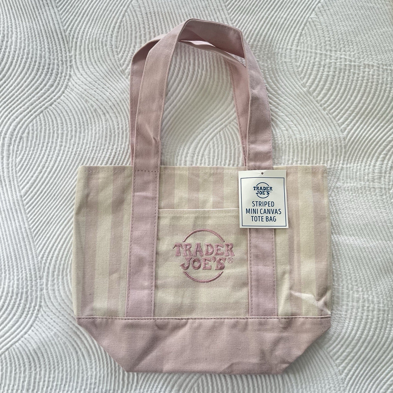 Trader Joe’s Mini Pastel Stripe Canvas Tote, Set of 4 NWT
