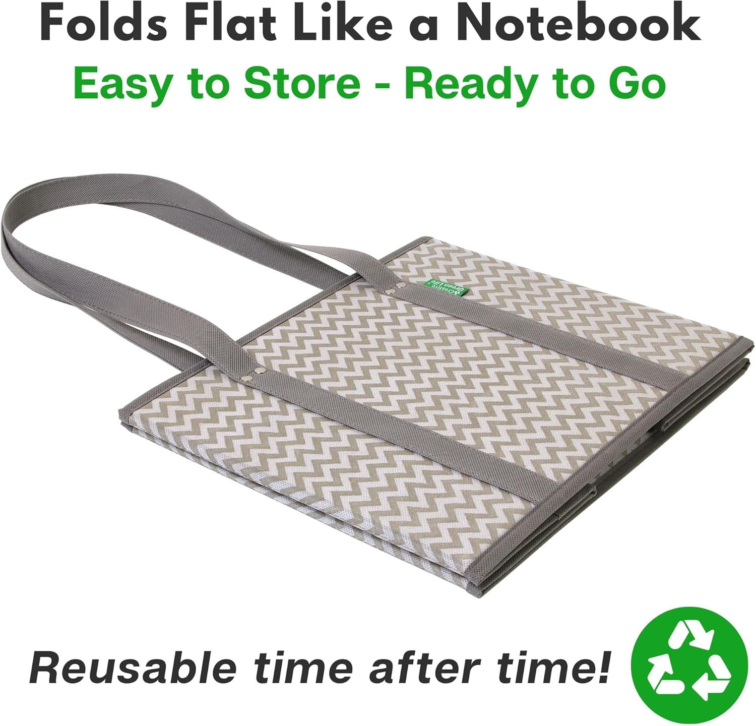 Reusable Grocery Bags (3 Pack) – Heavy Duty Reusable Shopping Bags with Box Shap