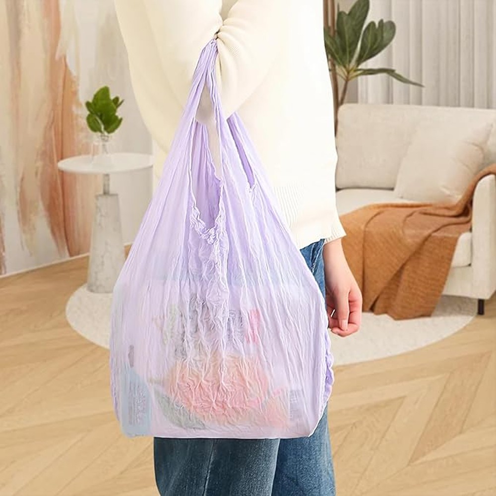 6pcs Magic Stretch Bags, Portable Foldable Handheld Pleated Reusable Bag AOV