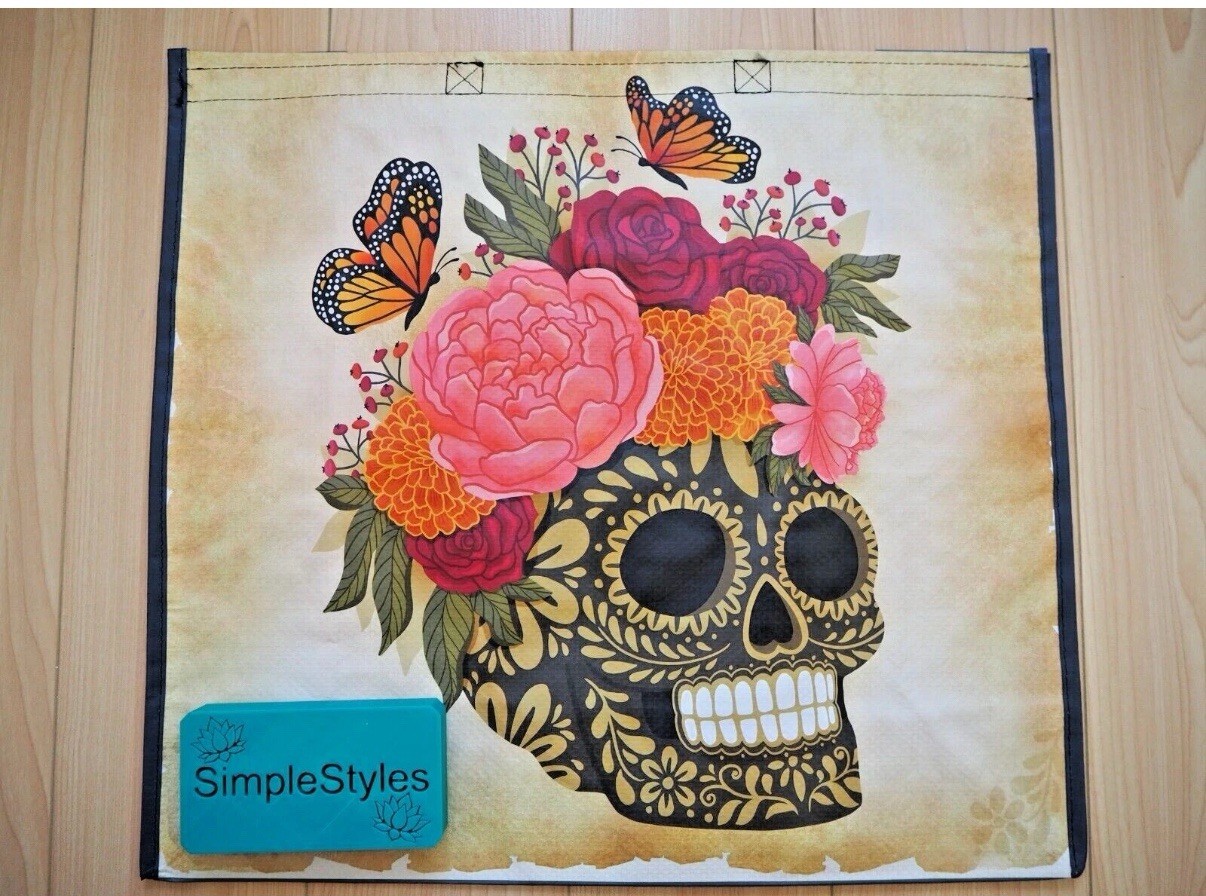 Floral Sugar Skull Butterflies Durable Reusable Farmers Market Shopping Bag NEW