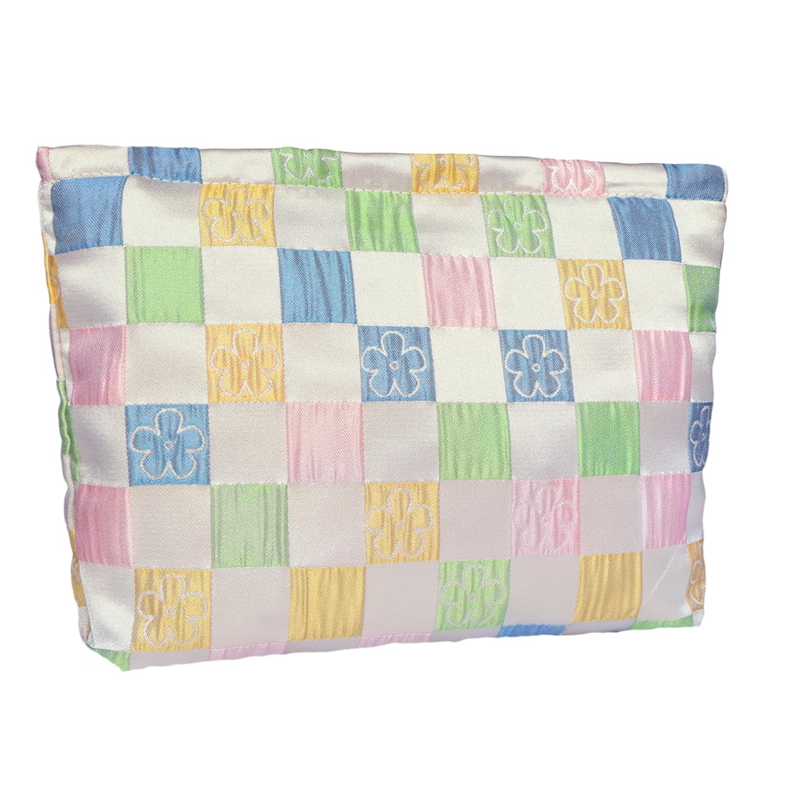 Ksriylm Cute Colorful Checkered Makeup Pouch 10.5×7.87in, Plaid Light Color