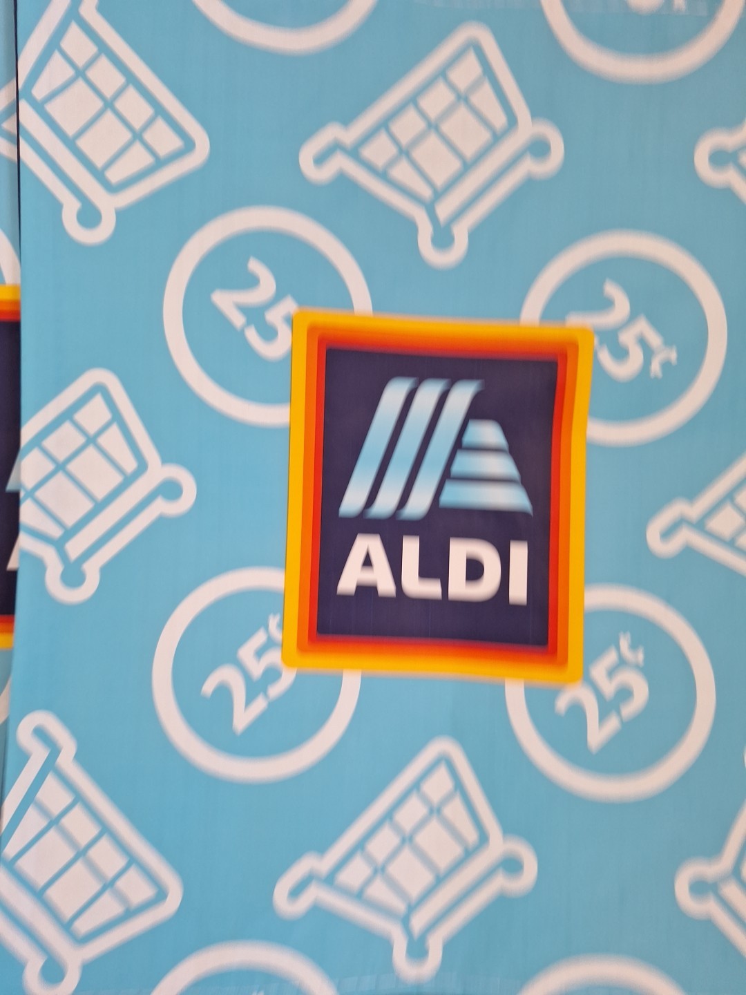 Aldi Tote Bags Reusable Expandable Grocery Lot Of 4 Spellout Logo All Over
