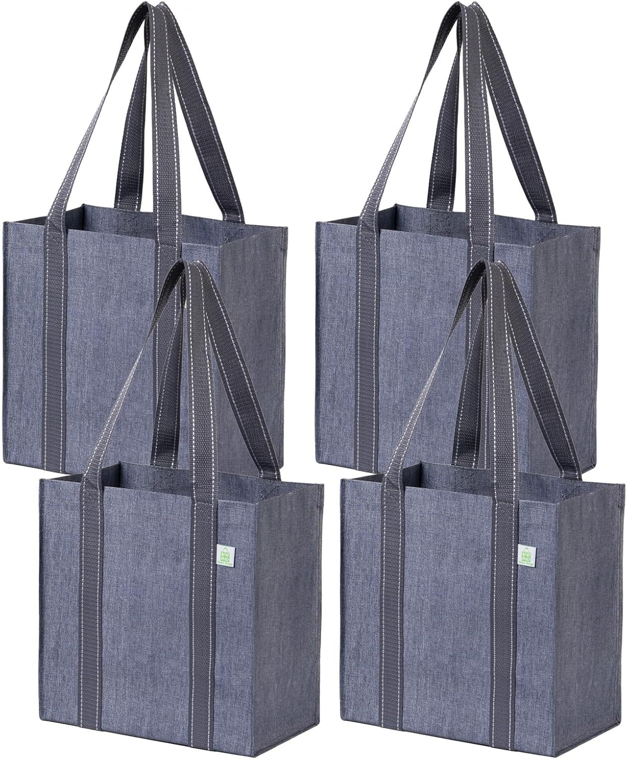 2-4 Pack Reusable Grocery shopping Bags, Small Tote Bag w/Handle Hard Bottom, He