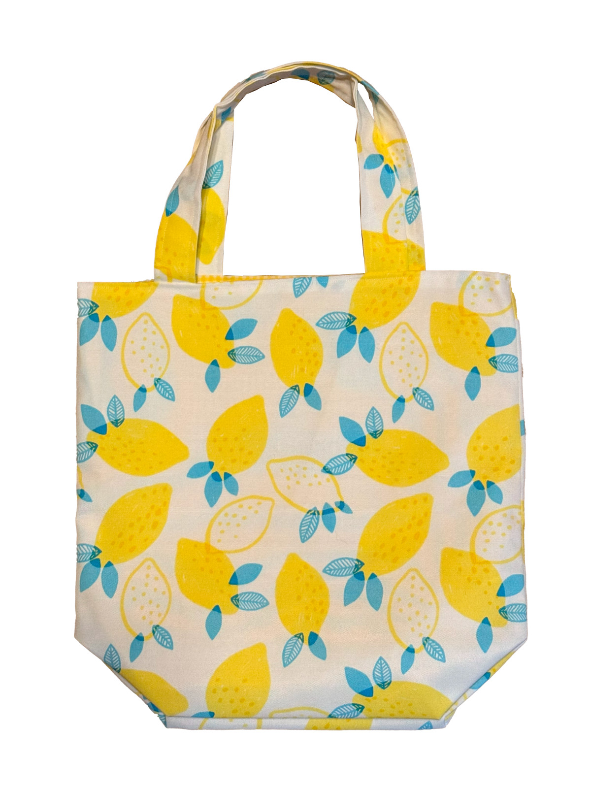 HANDMADE – REUSABLE MARKET BAG – MODERN LEMONS – HEAVY COTTON – ONE OF A KIND