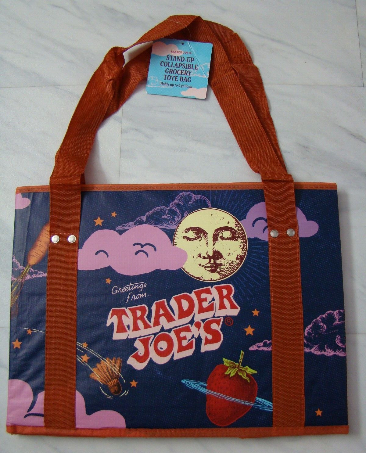 New Trader Joe’s Stand Up Collapsible Reusable Grocery Tote Shopping Bag