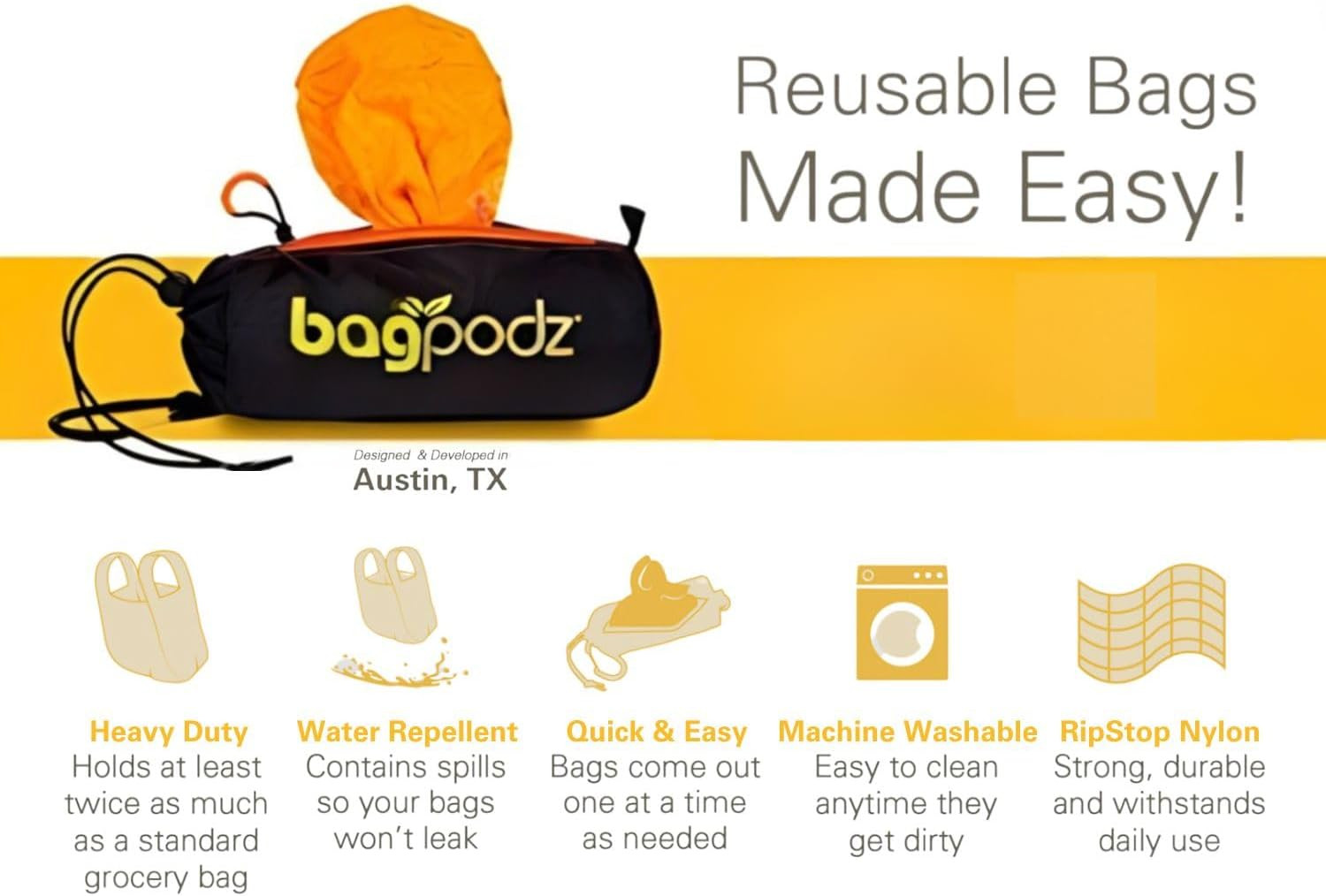 Sturdy Reusable Grocery Bags Foldable and Washable – Made from Ripstop Nylon Hol