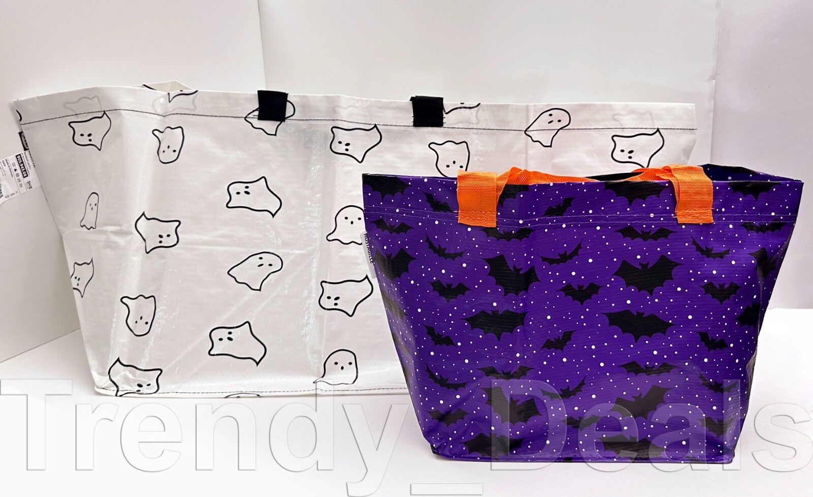 SET of 2 – Ikea KUSTFYR HÖSTAGILLE Large & Small Shopping Tote Bag Bats, Ghosts
