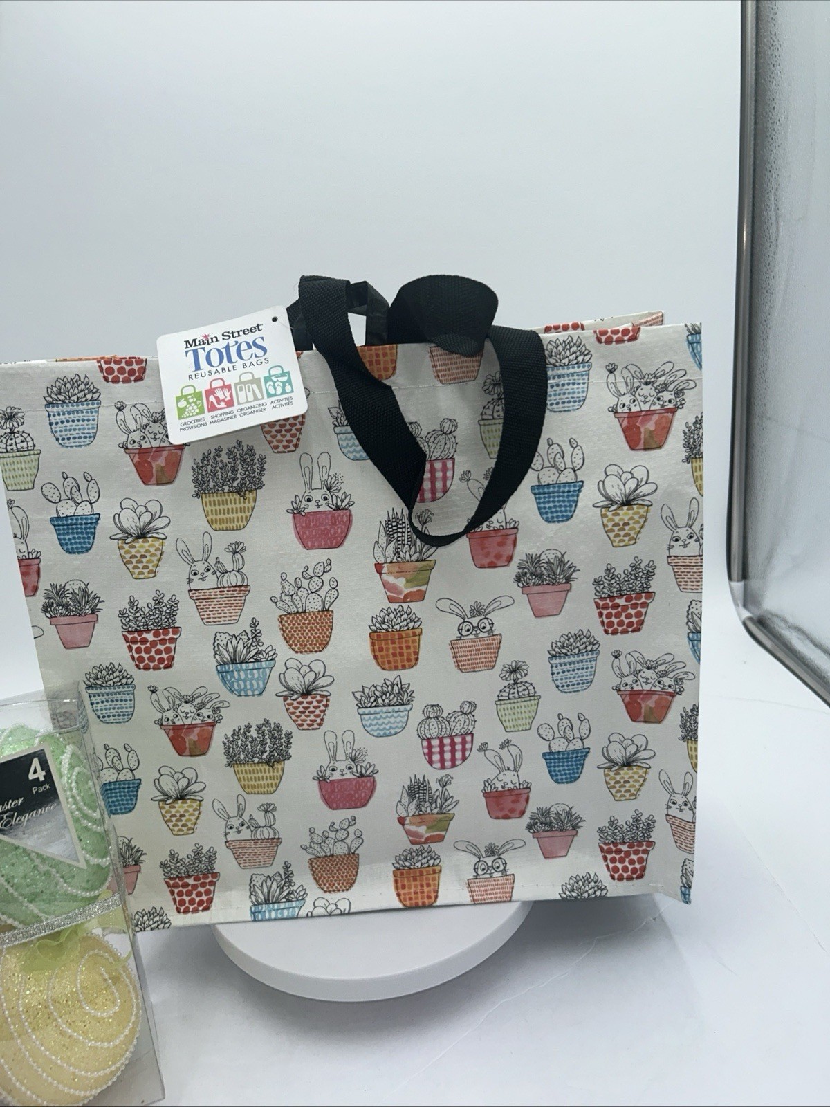 Easter Spring Bunny Rabbits Basket Flowers Gift Reusable MainStreet Tote Bag New