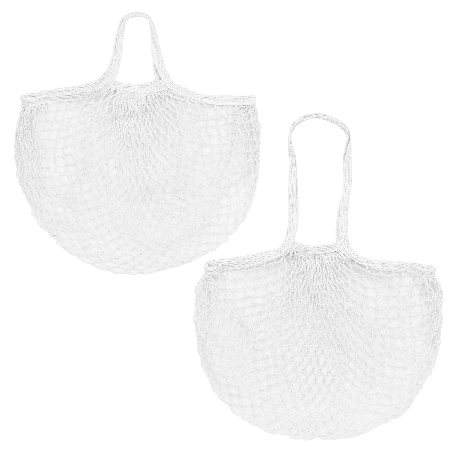 2-Pack Reusable Washable Mesh Net String Grocery Bags [White,Long&Short Handle]