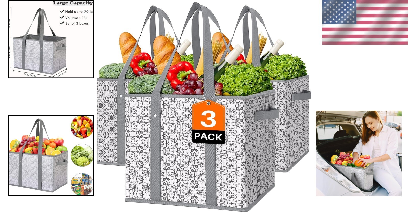 Heavyweight Reusable Shopping Bags – Water Resistant & Multi-Purpose Convenience