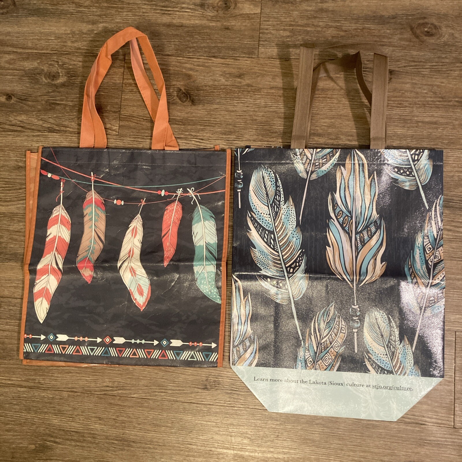 2 Tote Bags Lakota Sioux St. Joseph’s Indian School Shopping Grocery Reusable