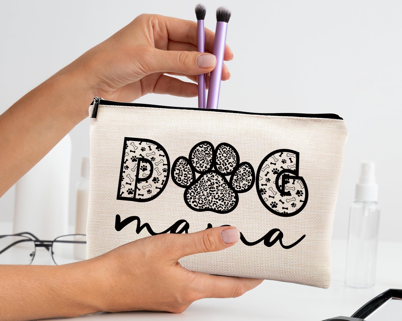 kdqua Dog Mom Makeup Bag, Christmas Gifts for Lovers Mama Women, mama