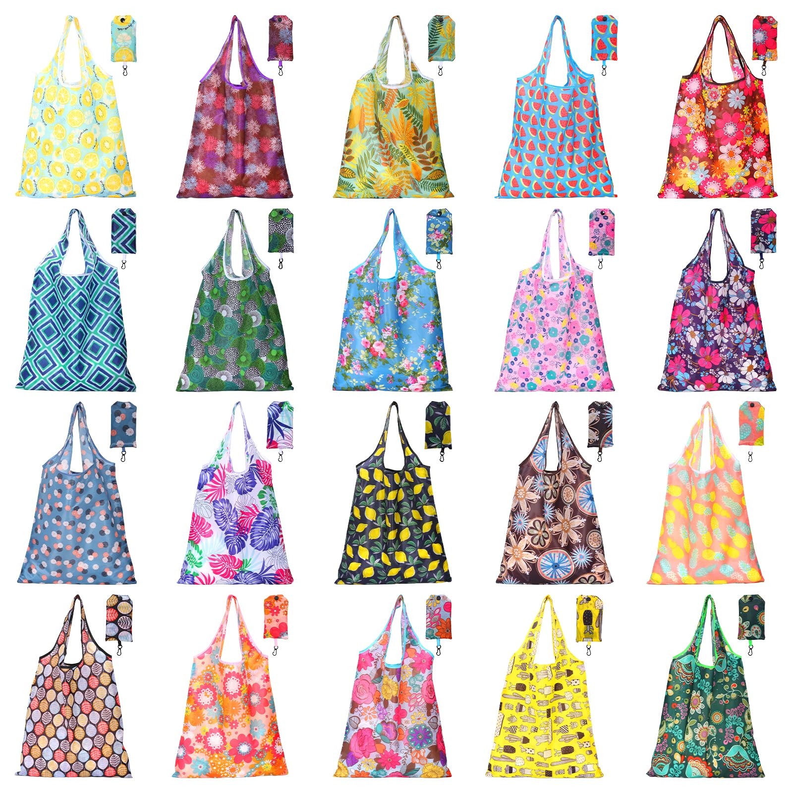 20 Pack Reusable Grocery Bags, 22lbs Large Reusable Shopping Bags Foldable Gr…