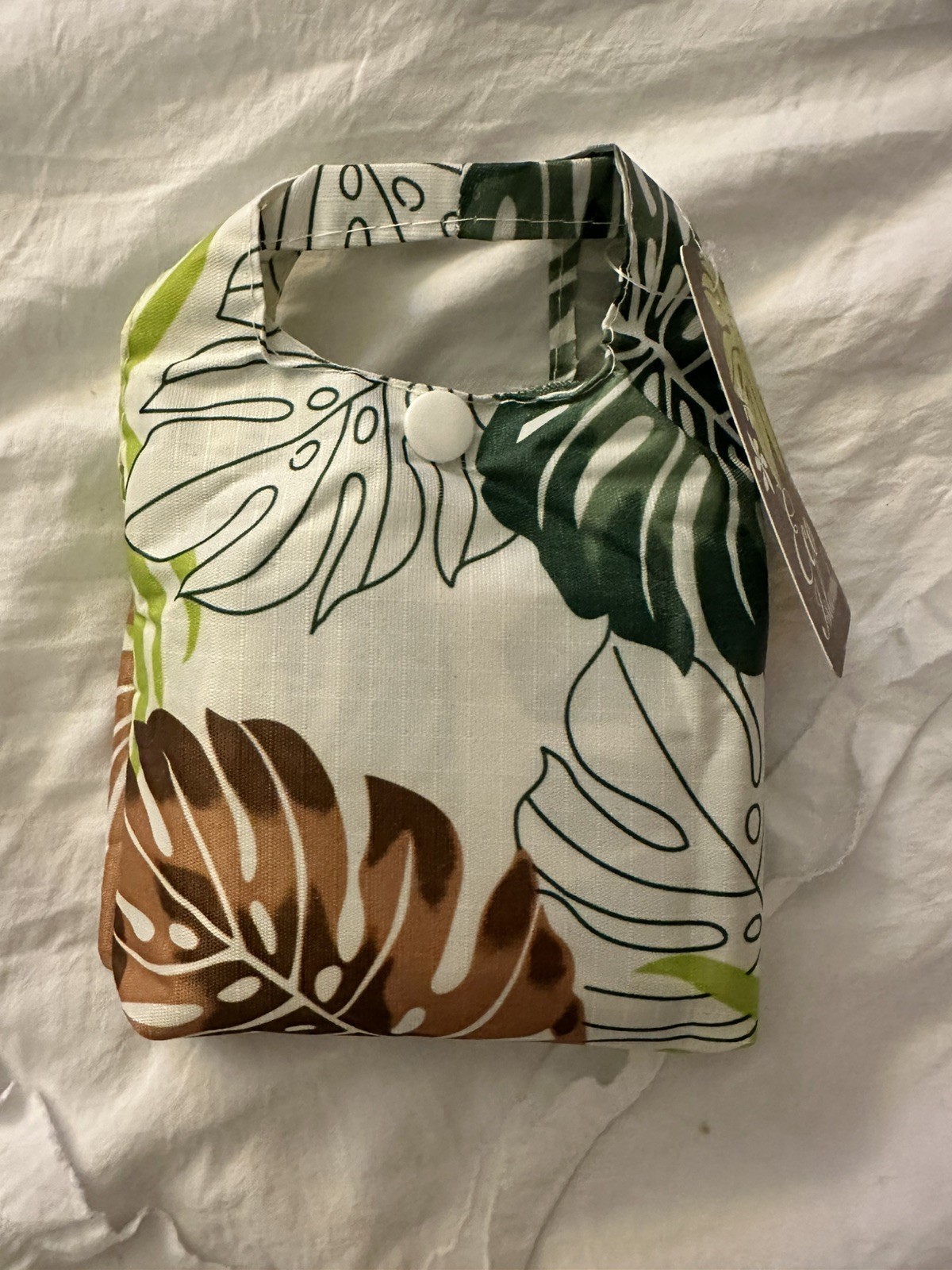 Hawaiian Foldable Reusable Shopping Bag with Handles – Green/Brown