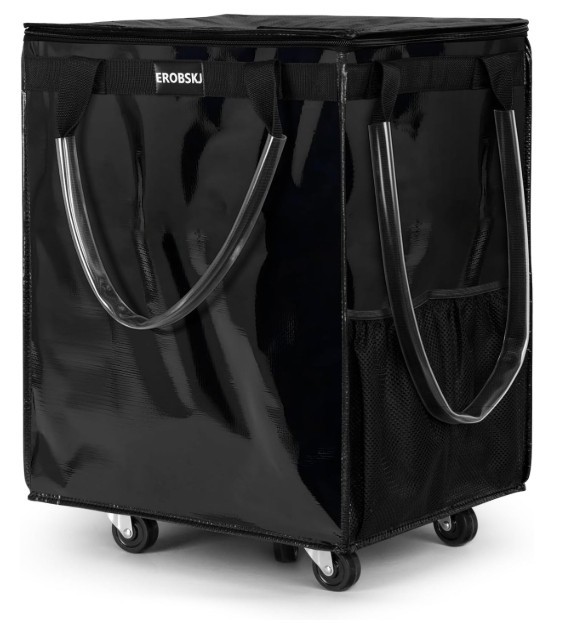 EROBSKJ Large Rolling Grocery Bag w/ 5 Wheels 76lb Capacity Foldable Black