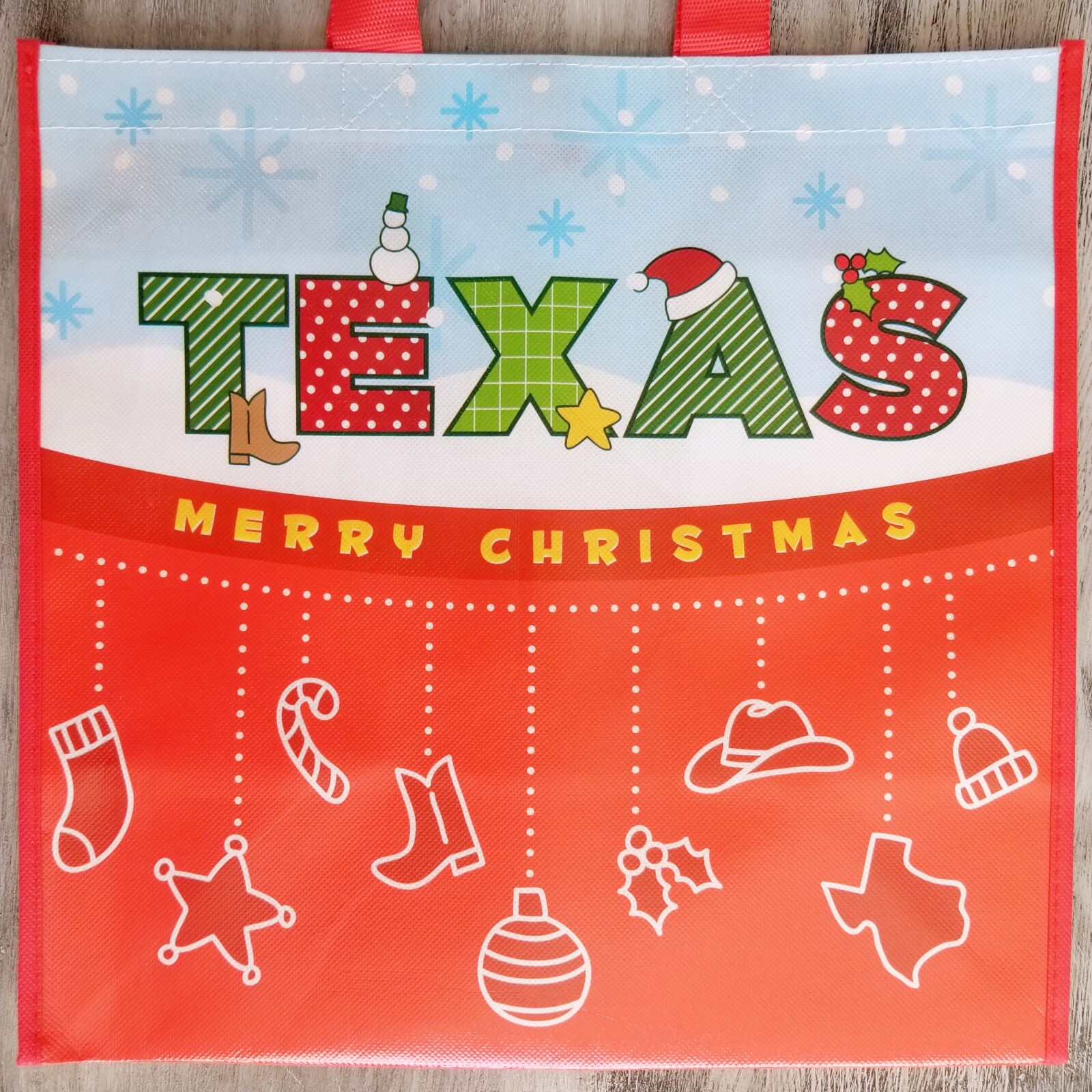 Reusable Shopping Grocery Tote Bags “Merry Christmas” Holiday Texas 2 Set New