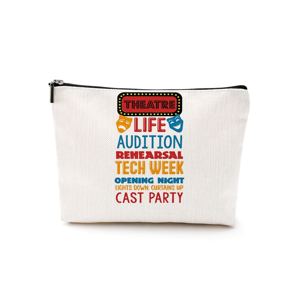Theatre Life Cosmetic Bag Makeup Pouch Theater 9.7 x 7 x 2 inch, White198