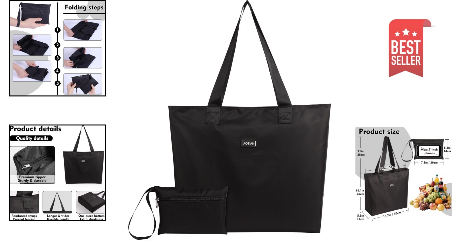 Durable 20L Foldable Shopping Bag – Tear-Resistant, Machine Washable & Stylish