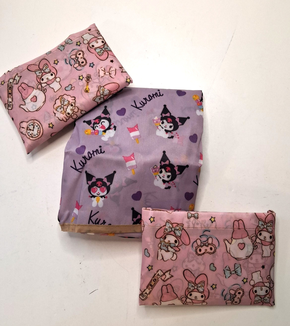 3 Reusable Grocery Bags Shopping Bags HK SANRIO Foldable My Melody Kuromi New