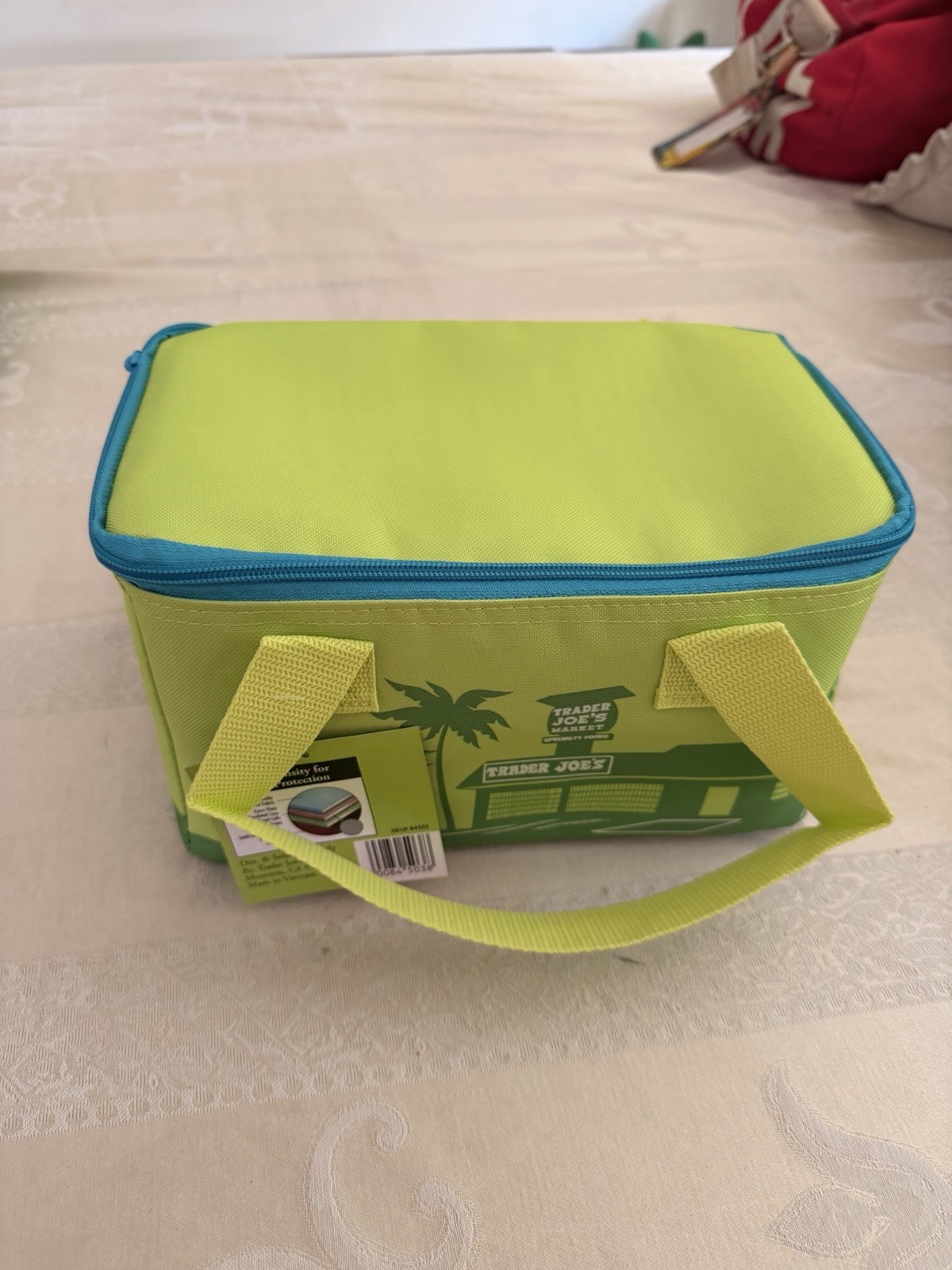 Trader Joes 2026 Solid Lime Green And Blue Mini Insulated Tote