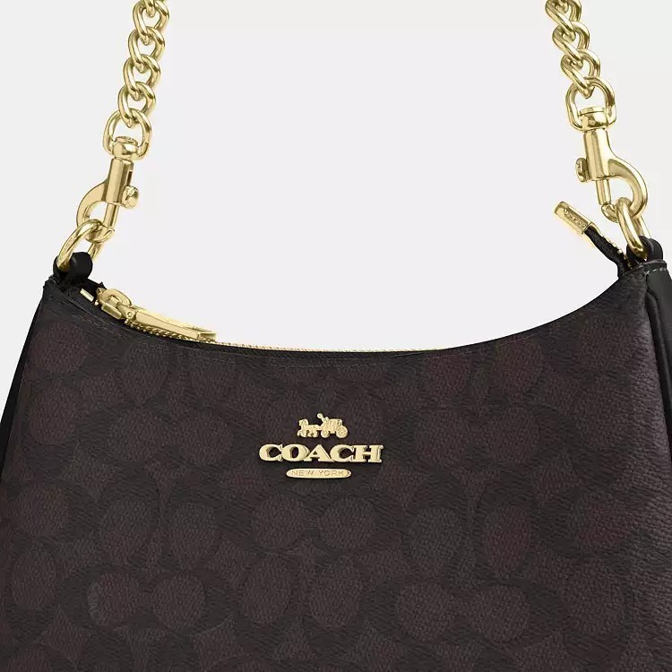 NWT Teri Shoulder Bag In Signature CV933 Gold/Walnut/Black