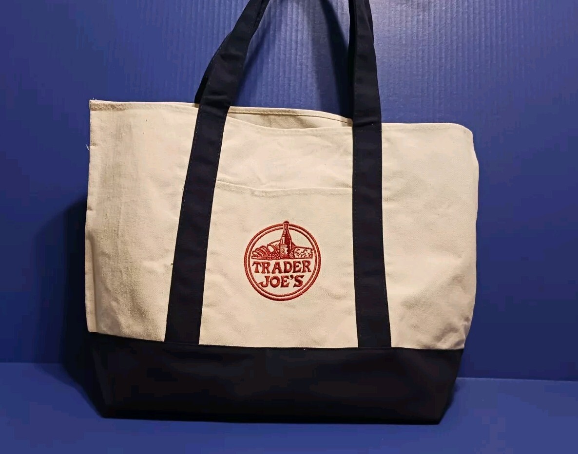 New Trader Joe’s LARGE Canvas Tote Bag | DARK BLUE | Limited 2024