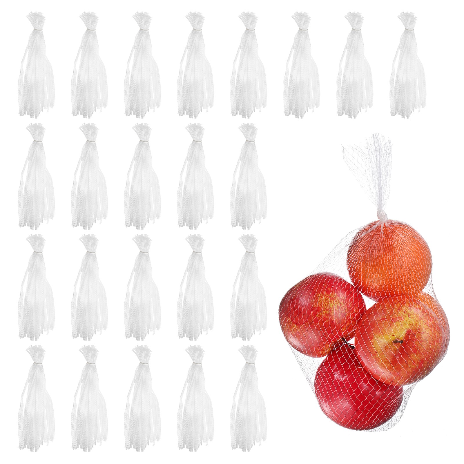 150pcs 12 Inch Reusable Produce Mesh Bag, White