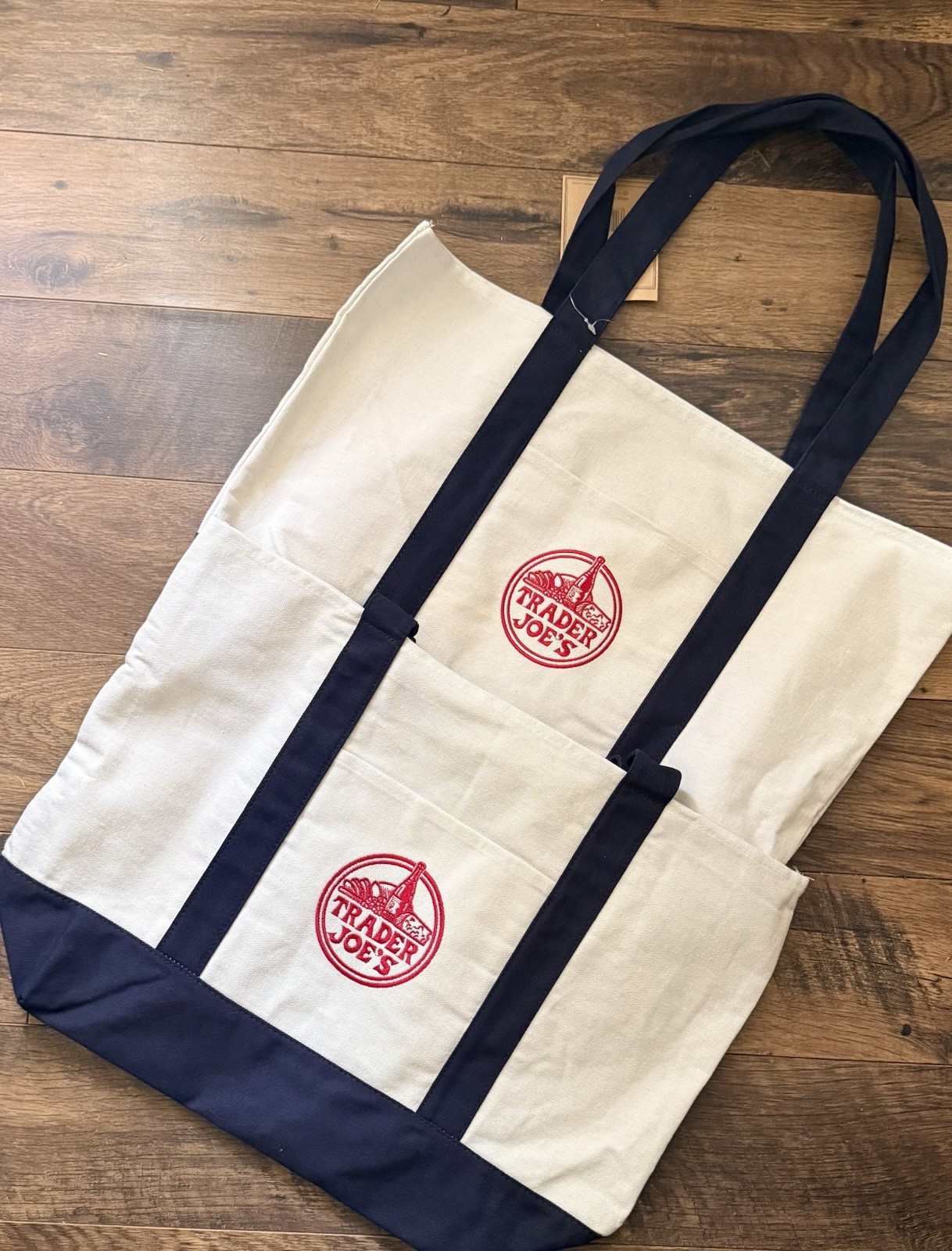 Trader Joe’s Reusable Tote Shopping Bags- LARGE CLASSIC NAVY BLUE -NEW with TAGS