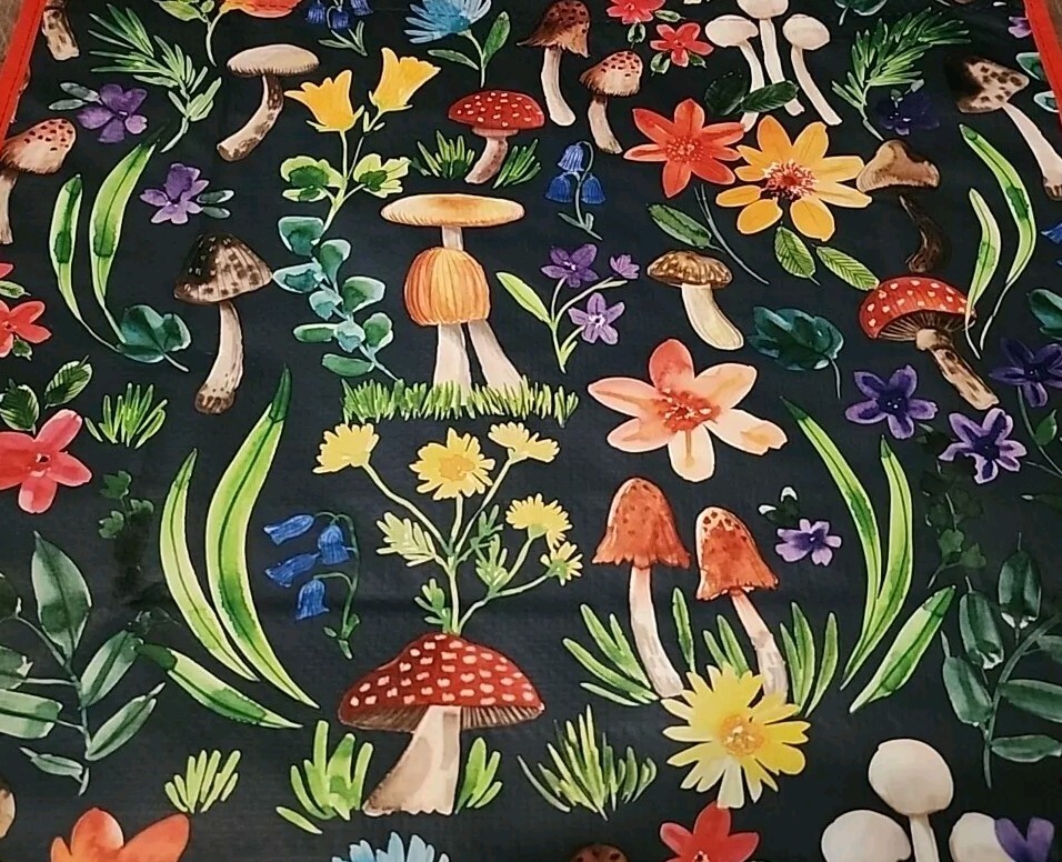 Marshalls – Mushrooms & Flowers – Large Reusable Shopping Tote Bag -Eco Friendly