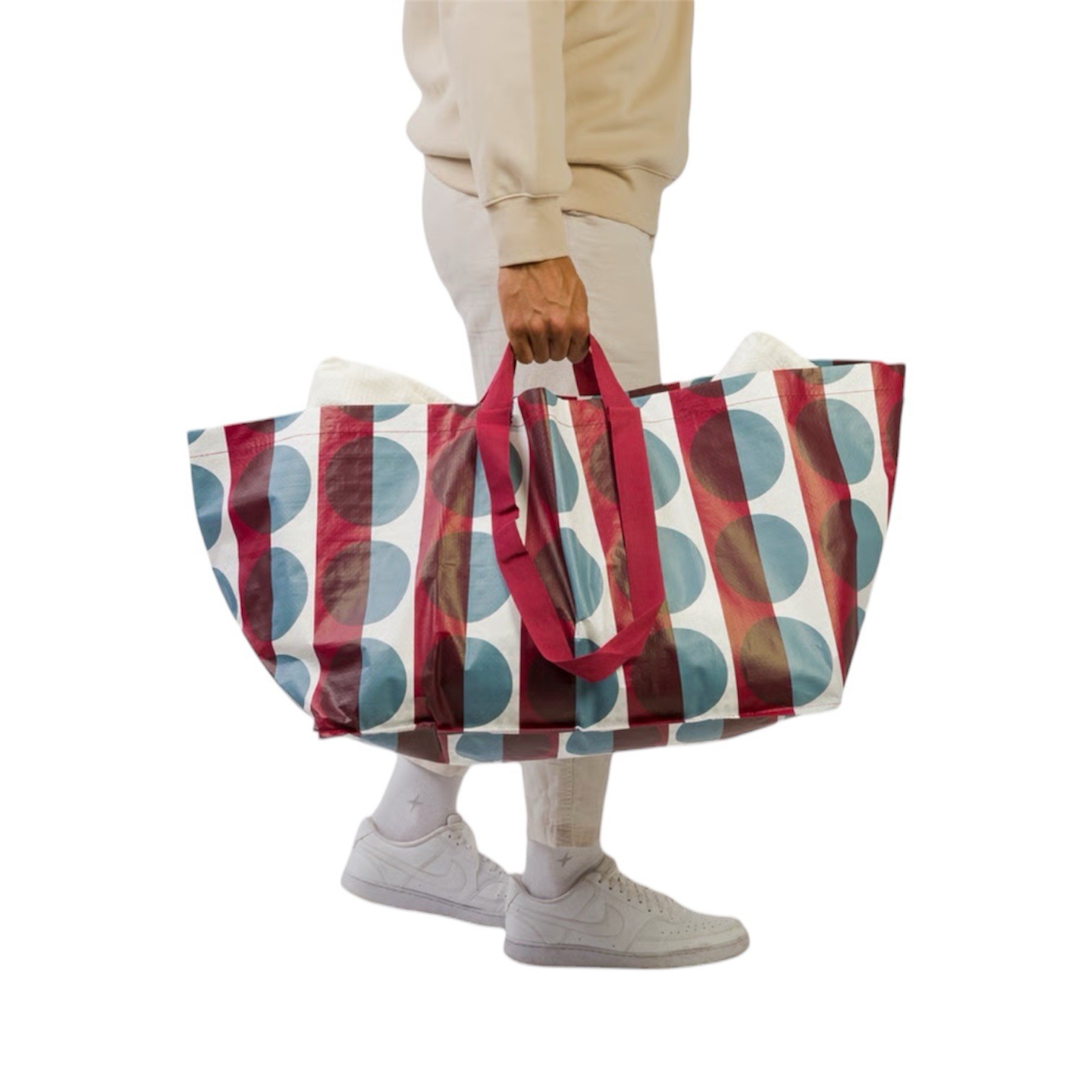 Ikea GORSNYGG Red Blue Polka Dot Carrier Tote Bag (Brand New)