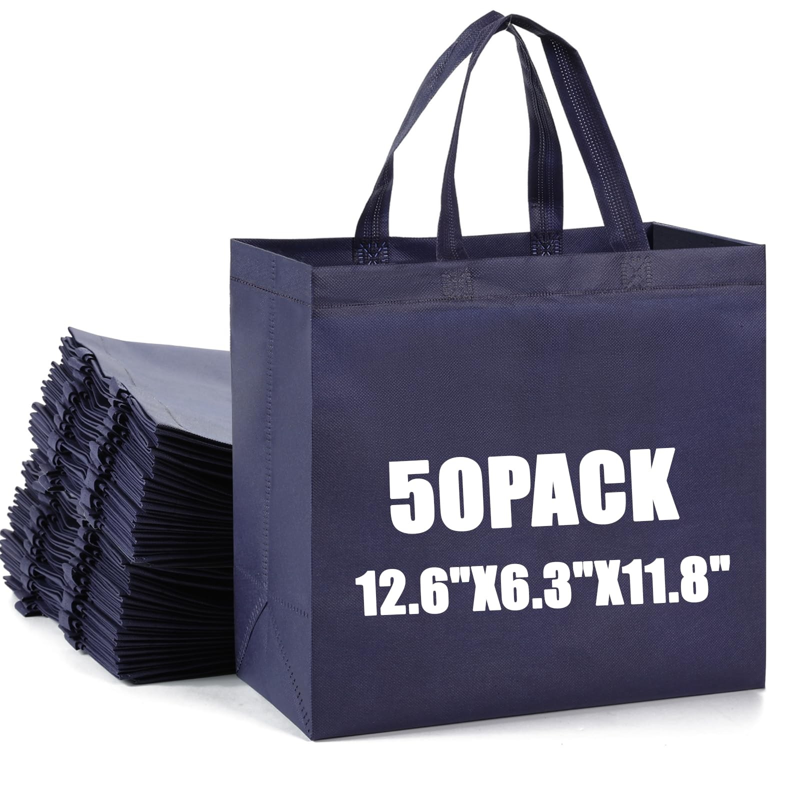 50Pcs Reusable Non Woven Shopping Bags Large Foldable Totes Bag with Handles …