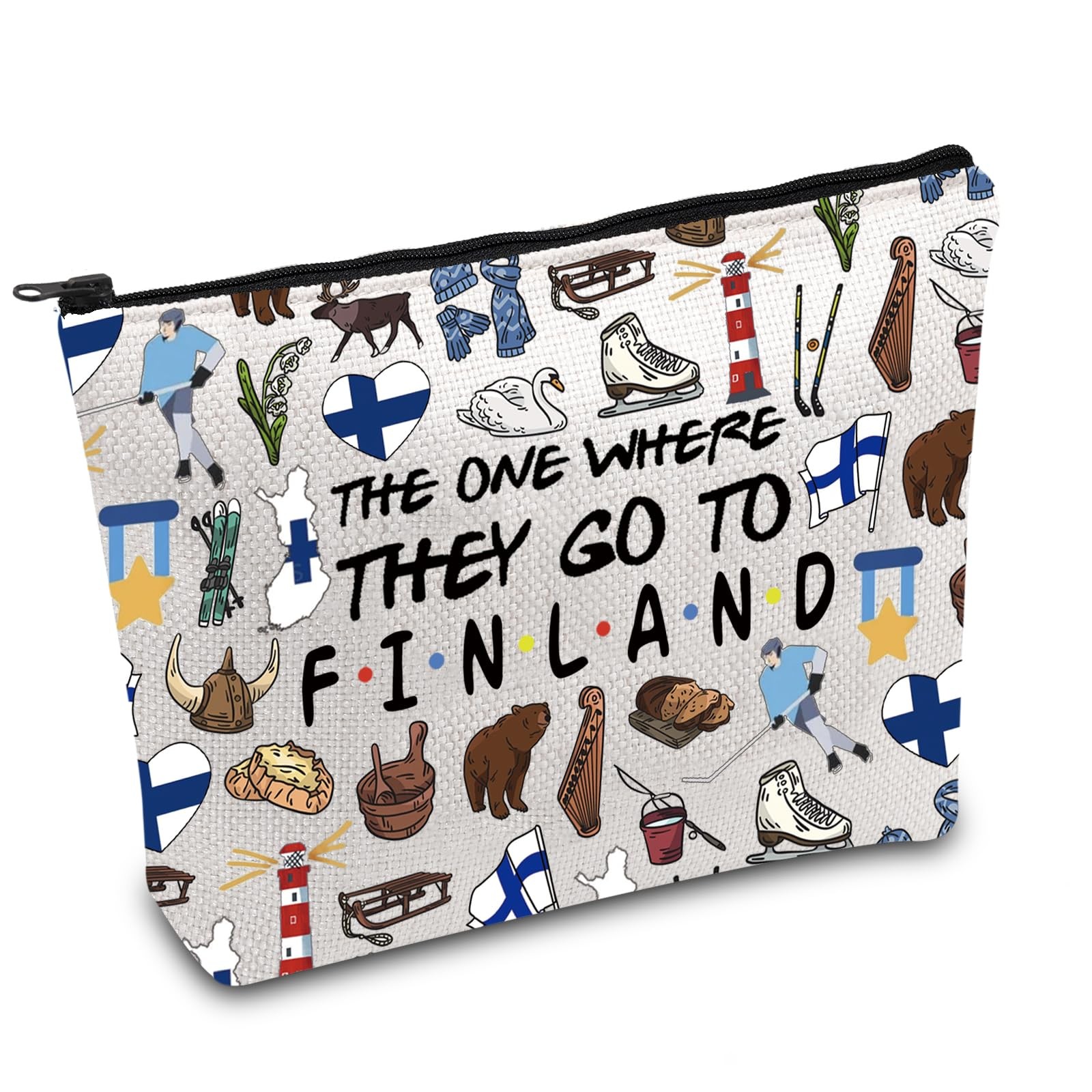 FOTAP Finland Trip Makeup Bag Finnish Travel Gift Souvenir white