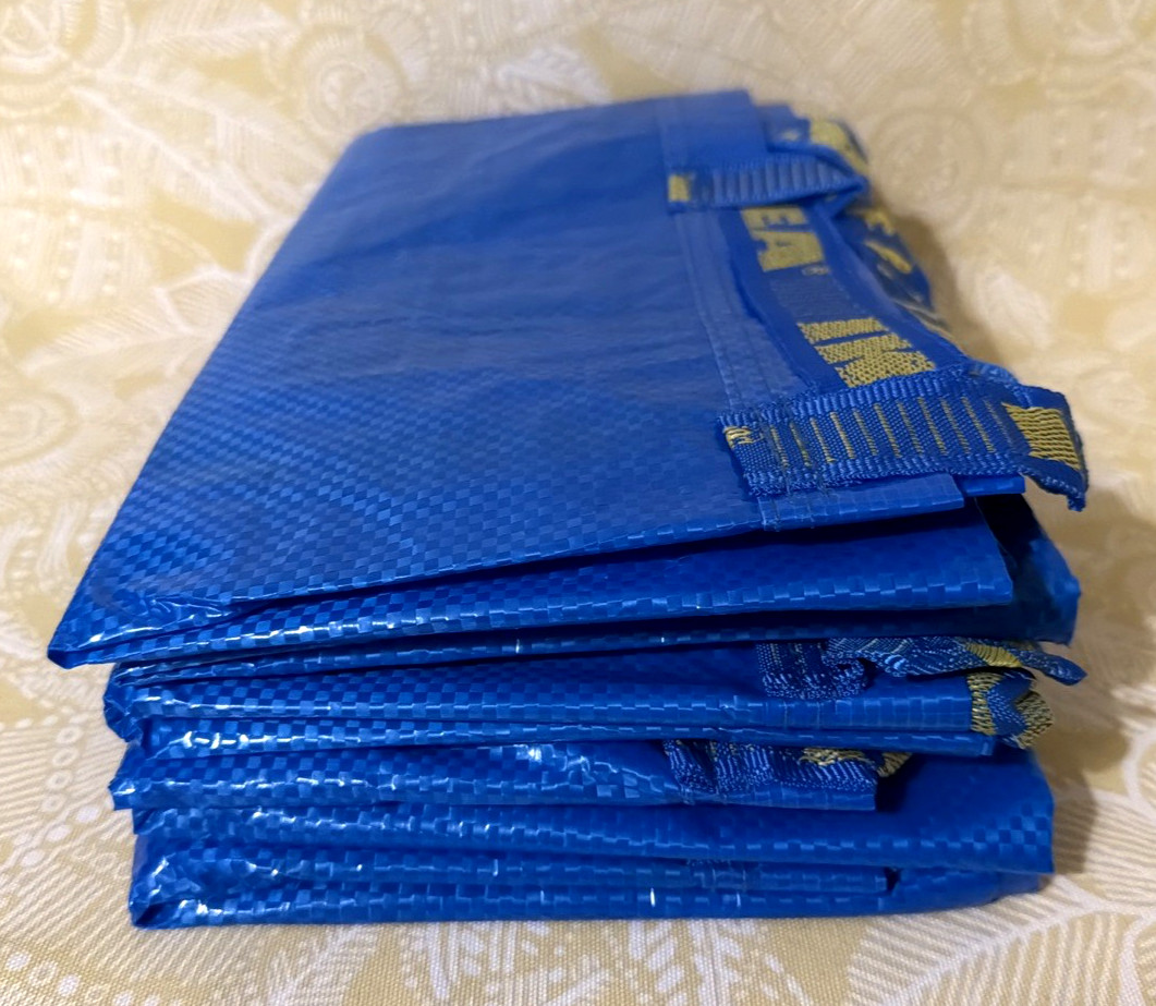 IKEA Large 5-Pack FRAKTA 19-GALLON Blue Reusable Grocery Tote Bag -FREE SHIPPING