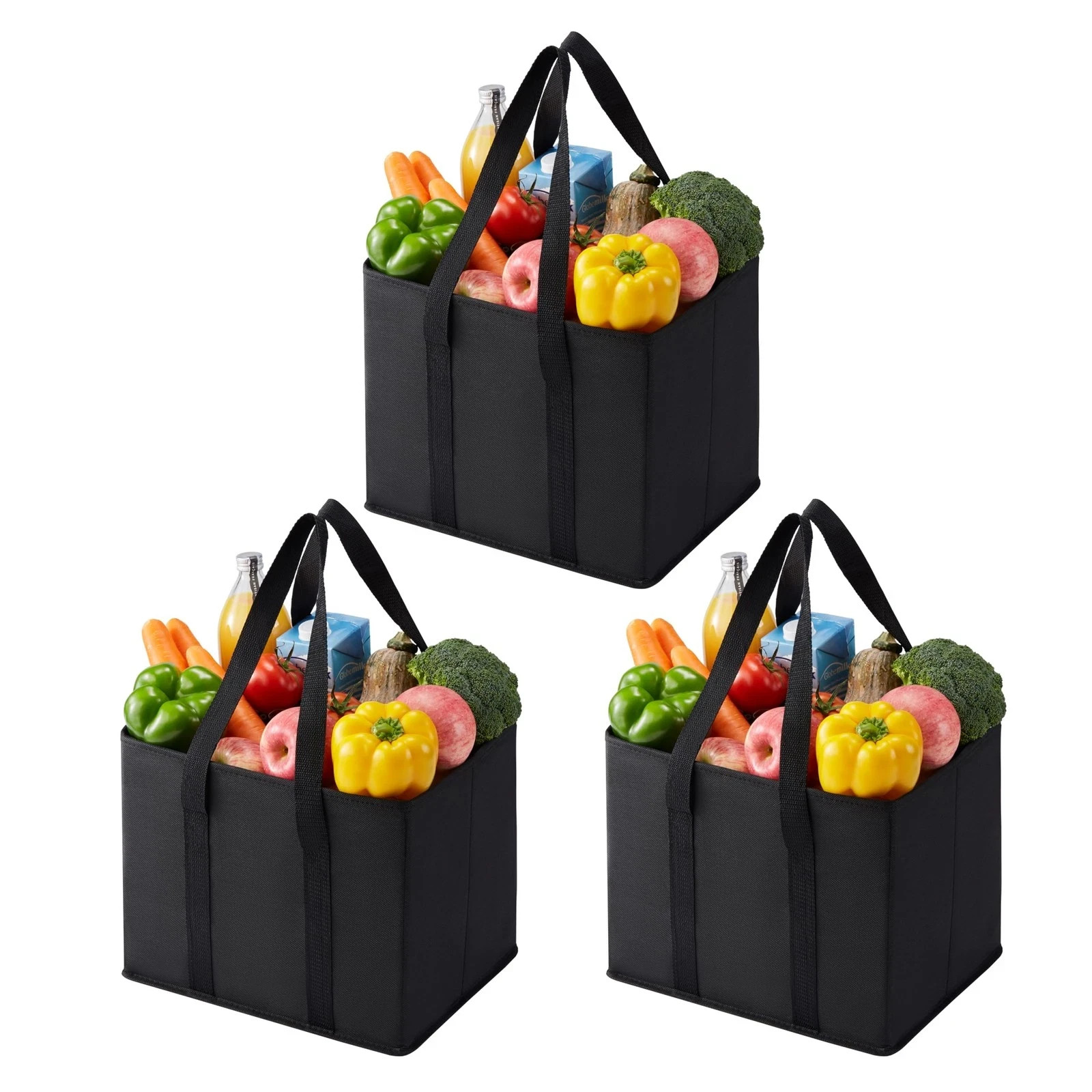 3 Pack Reusable Grocery Bags Shopping Bags For Groceries Utility Tote With Handl