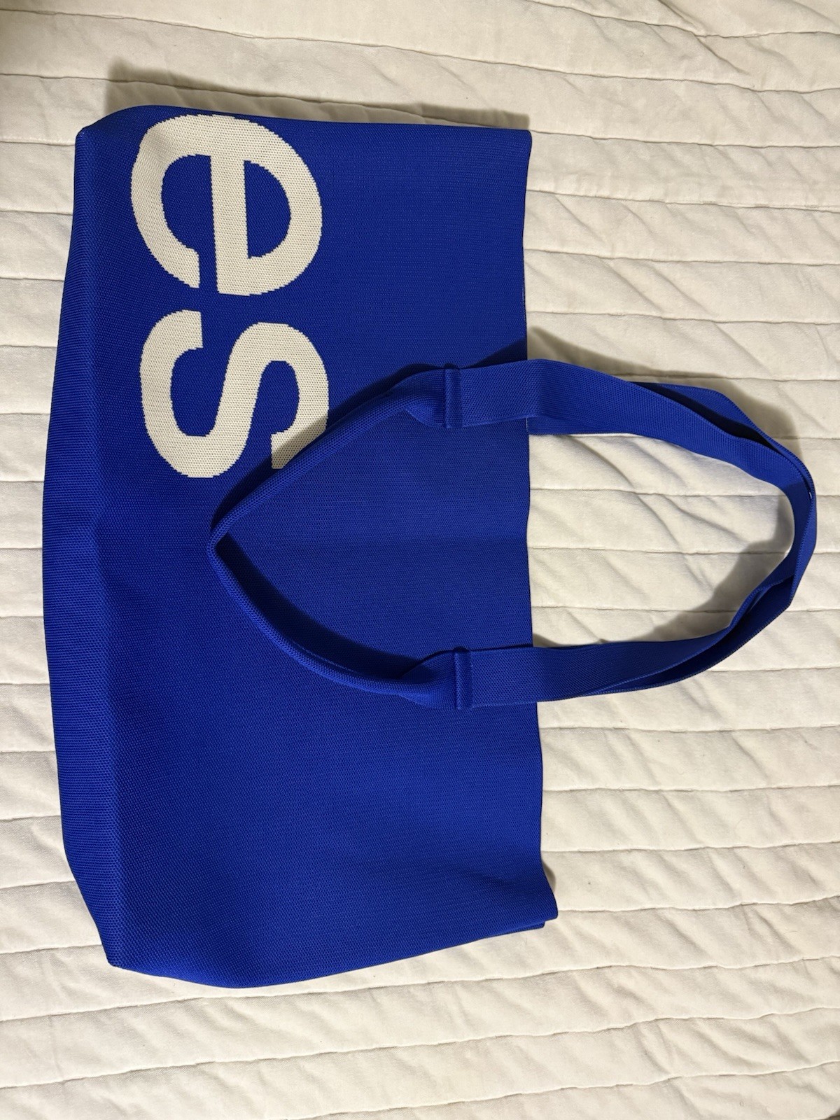 Curves Blue/White Large Tote Bag
