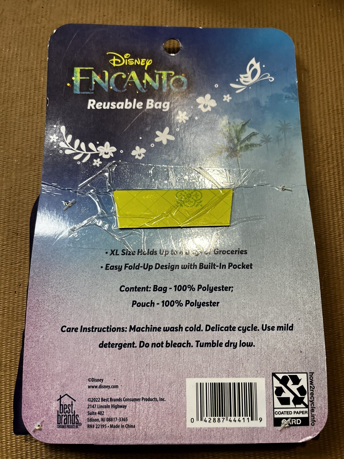 NEW Disney Encanto Large Reusable Purple Shopping Bag & 2 Reusable Drink Pouches
