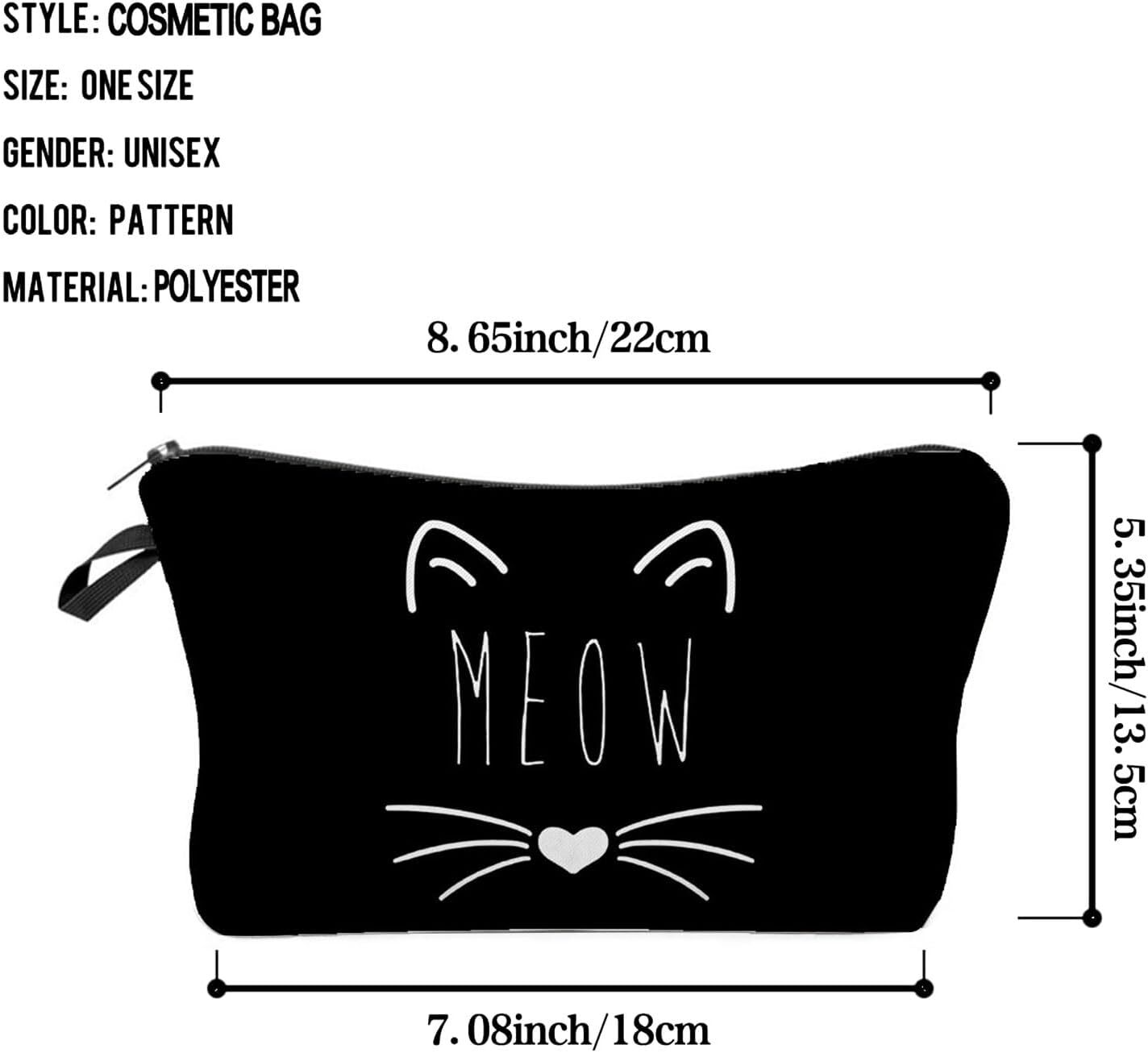 Women Travel Bag Black Cat Pattern Printed Cosmetic Makeup Small…