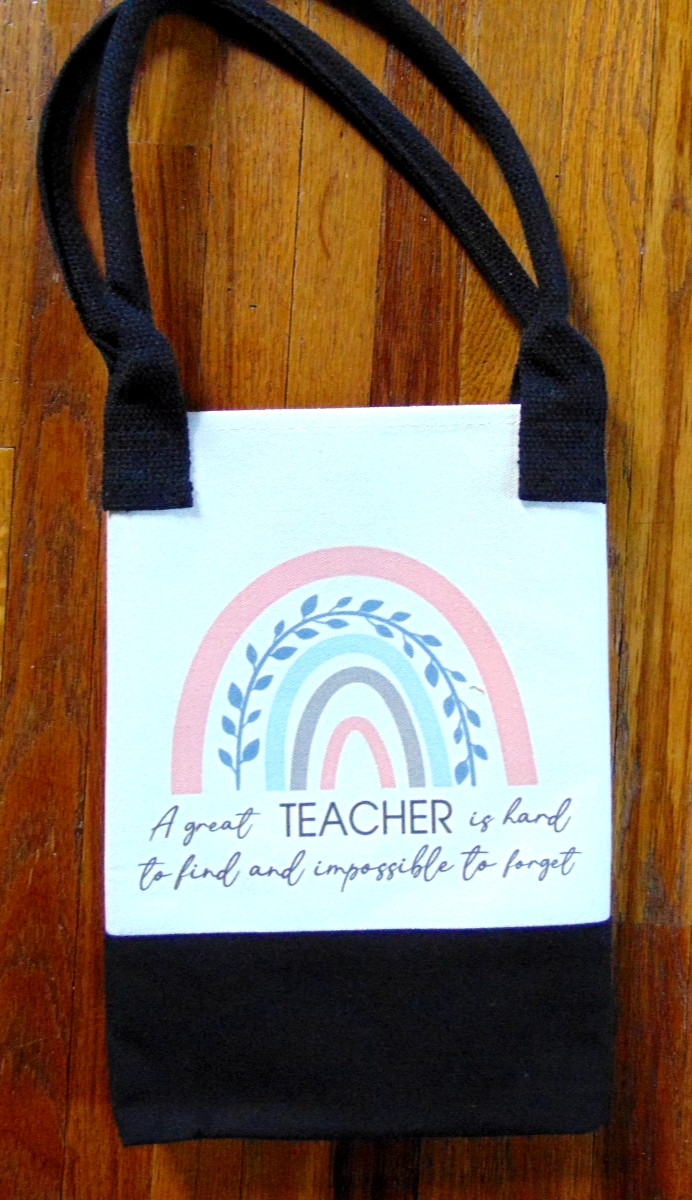 Great Teacher Appreciation Gift Canvas Tote Teach Bag 16 x 12 w Rainbow New B